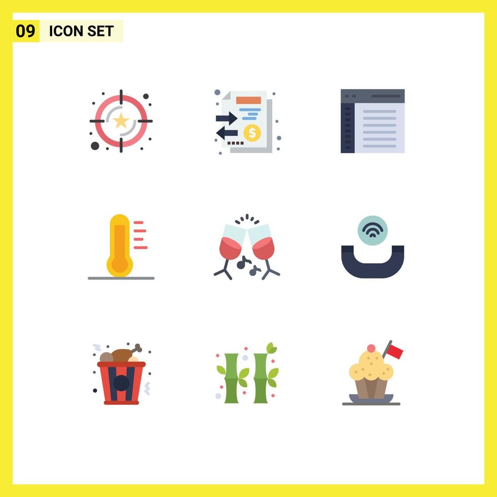 9 User Interface Flat Color Pack of modern Signs and Symbols of green energy app ecology user Editable Vector Design Elements