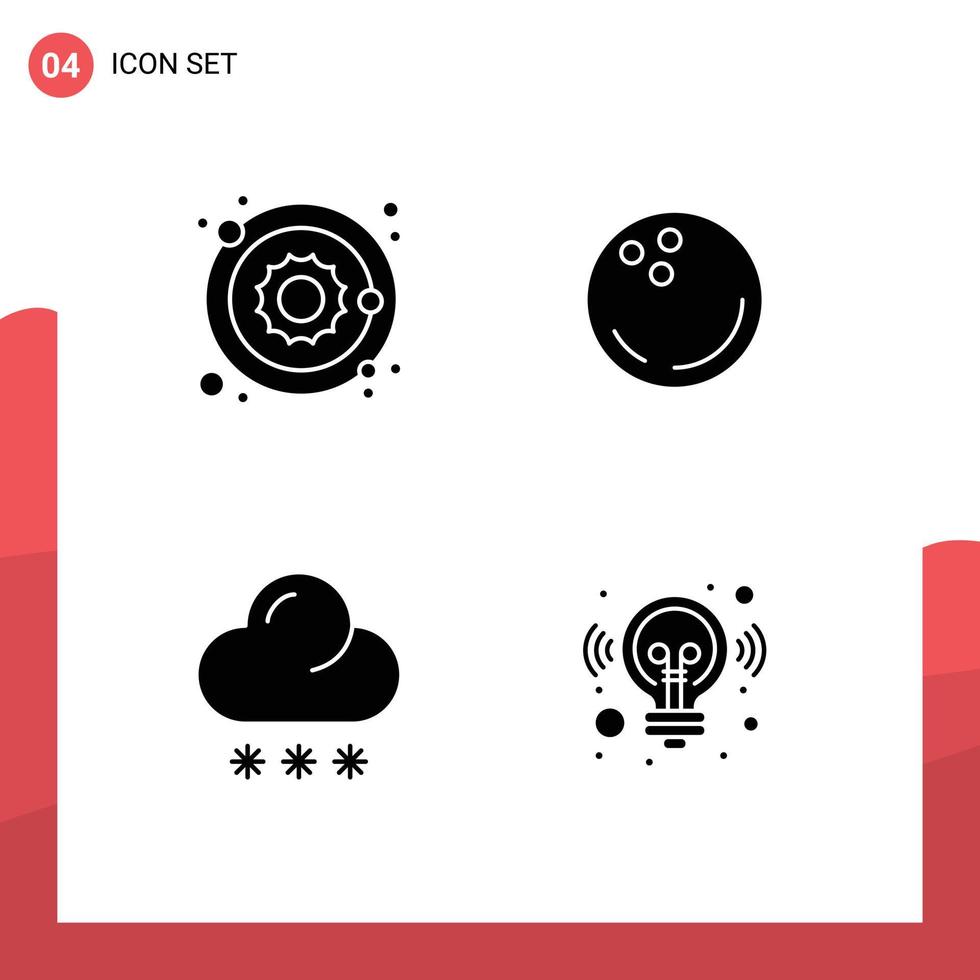 Set of 4 Modern UI Icons Symbols Signs for astronomy forecast sun sports weather Editable Vector Design Elements