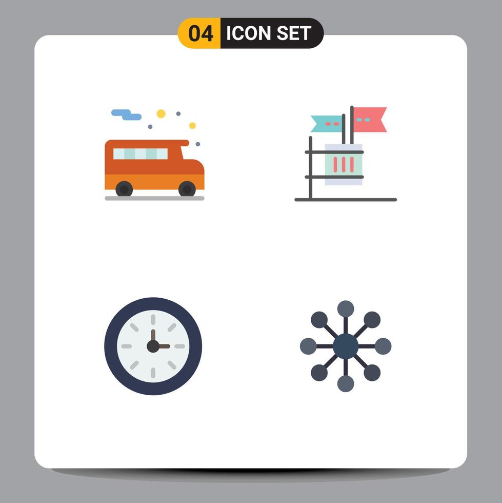 Editable Vector Line Pack of 4 Simple Flat Icons of bus education ballot garbage database Editable Vector Design Elements