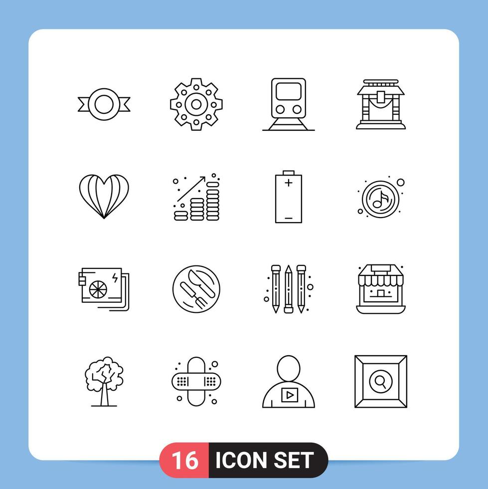 16 Thematic Vector Outlines and Editable Symbols of like heart transportation umbrella china Editable Vector Design Elements