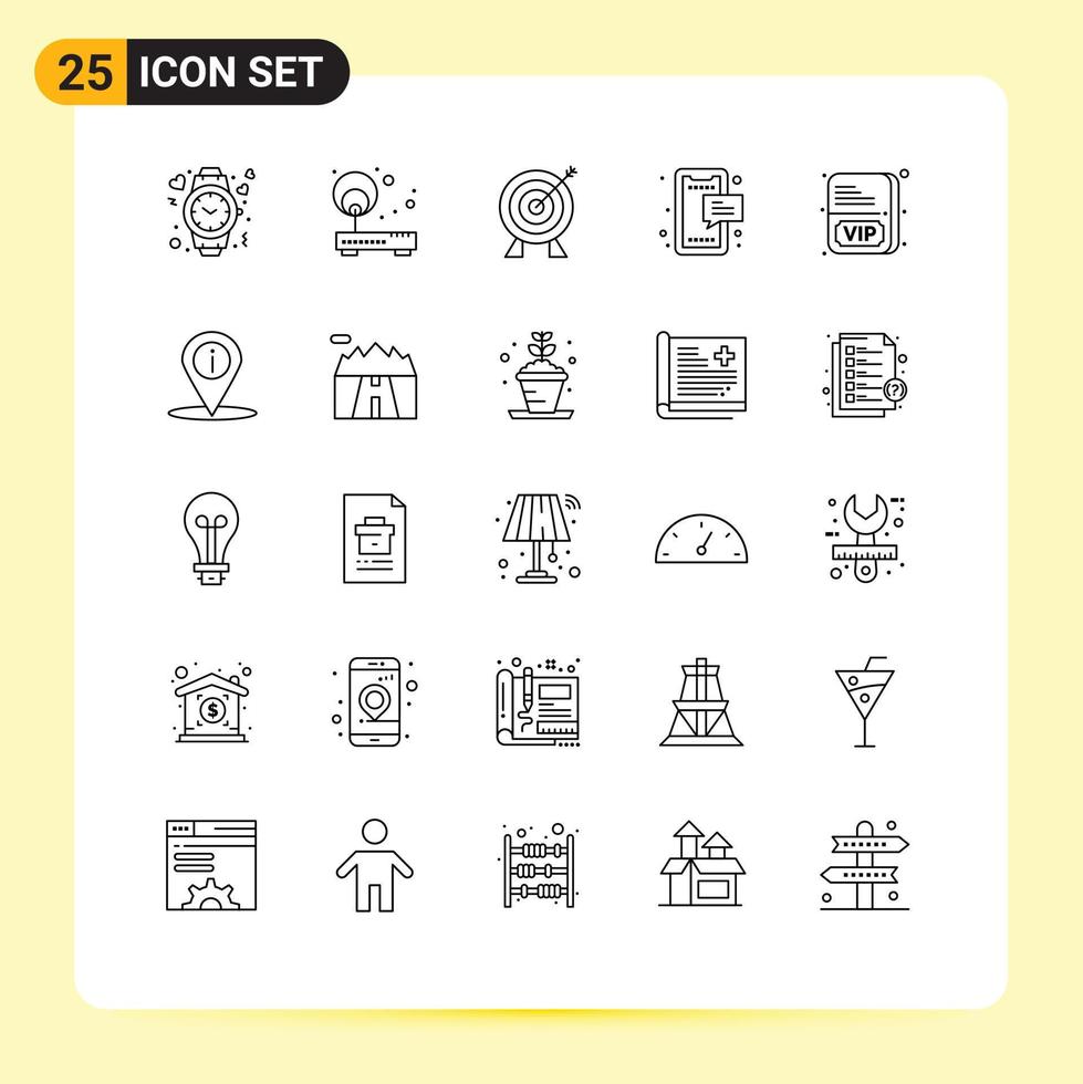 Set of 25 Modern UI Icons Symbols Signs for mobile chat point sms investment Editable Vector Design Elements