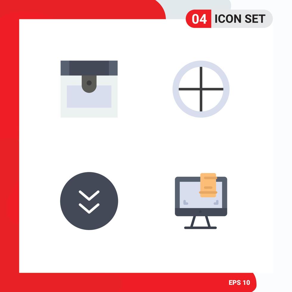 4 Thematic Vector Flat Icons and Editable Symbols of chest circle army soldier download Editable Vector Design Elements