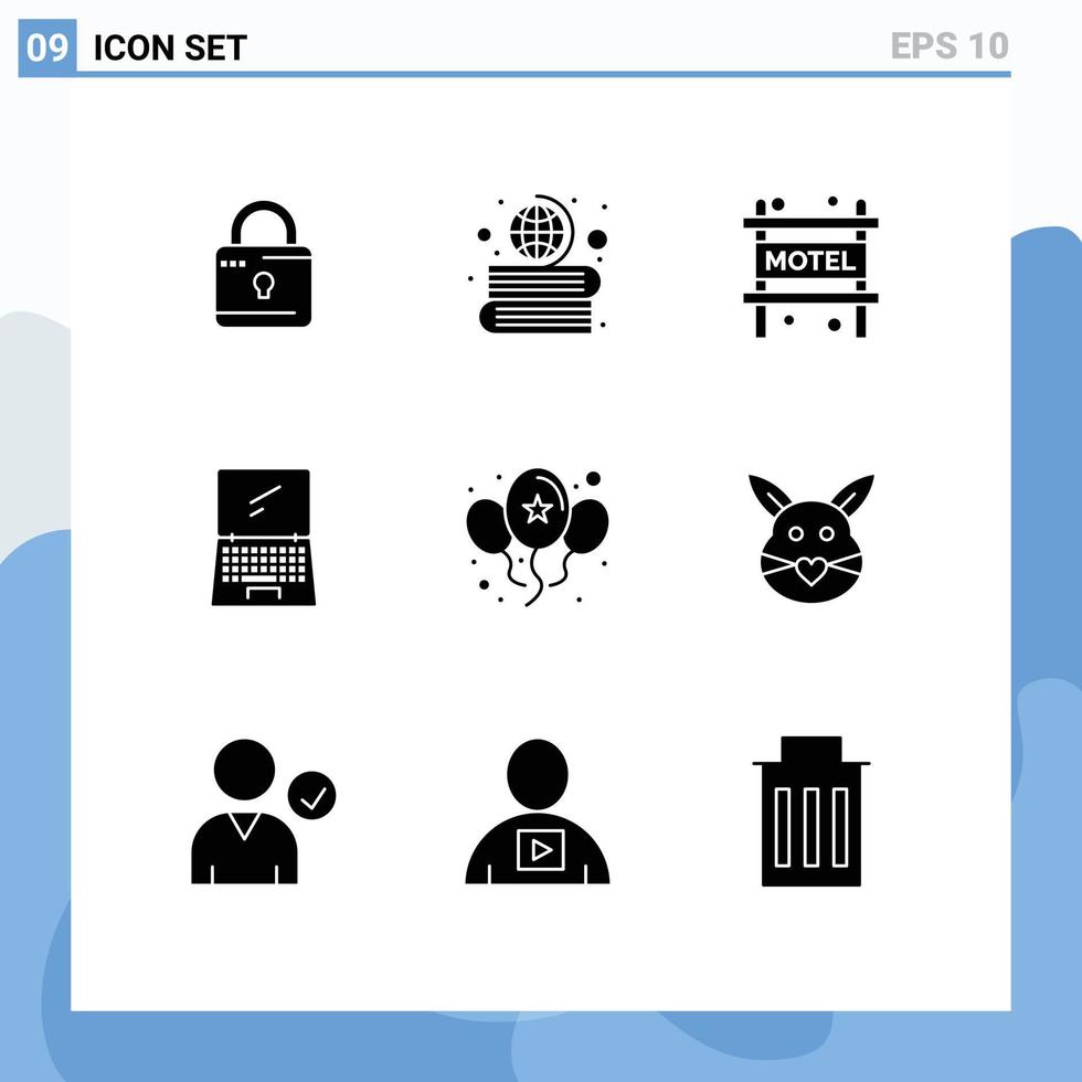 User Interface Pack of 9 Basic Solid Glyphs of celebrate mobile accommodation imac monitor Editable Vector Design Elements