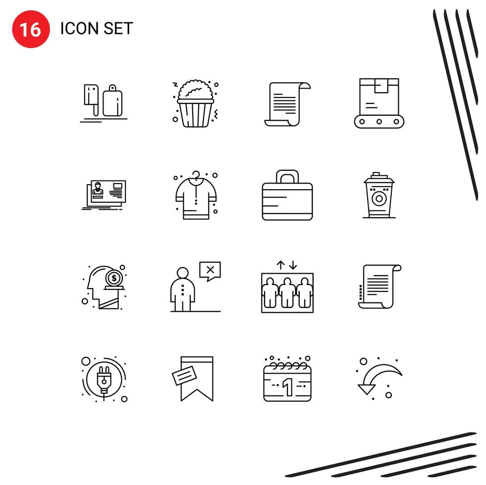 16 Thematic Vector Outlines and Editable Symbols of identity id file shipping factory Editable Vector Design Elements