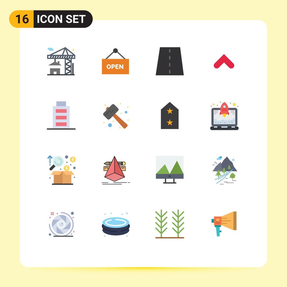 User Interface Pack of 16 Basic Flat Colors of interface sign infrastructure up arrow Editable Pack of Creative Vector Design Elements