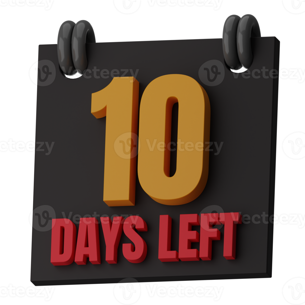 10 Days Left 3D Illustration png