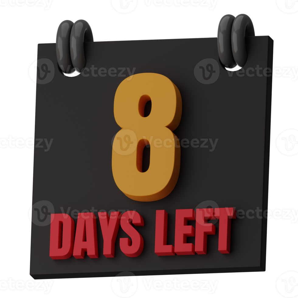 8 Days Left 3D Illustration png