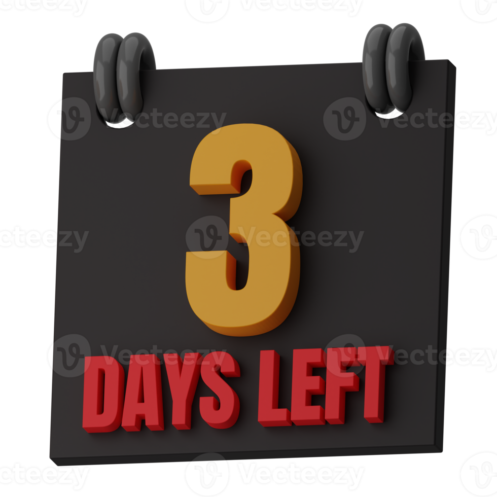 3 Days Day Left 3D Illustration png