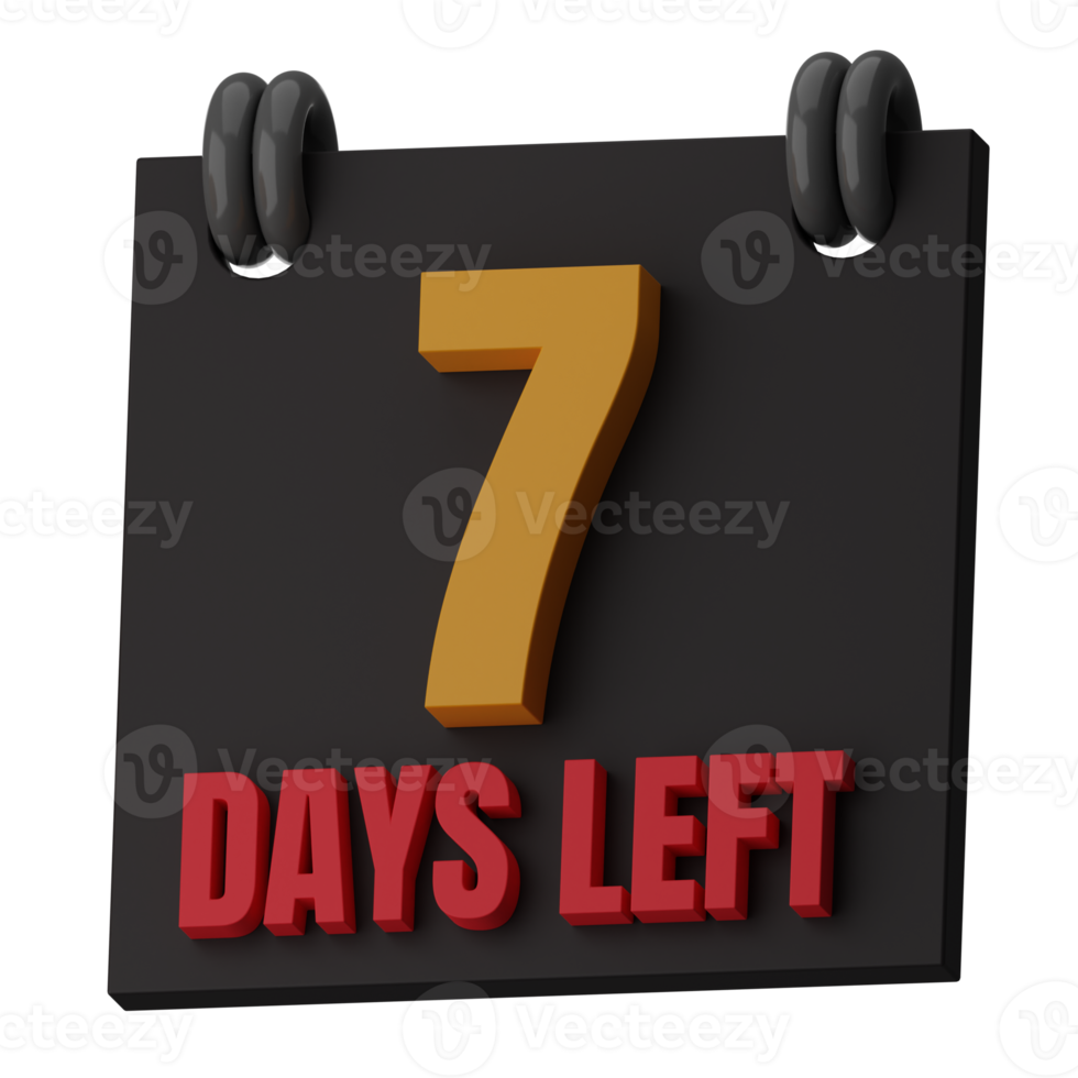7 Days Left 3D Illustration png