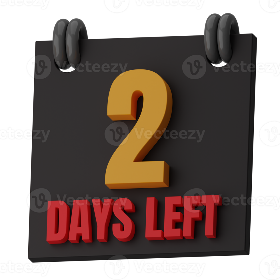 2 Days Left 3D Illustration png