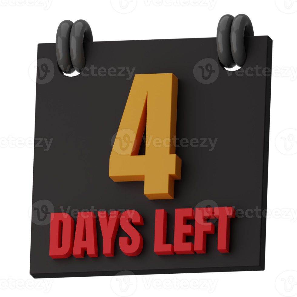 4 Days Left 3D Illustration 16775307 PNG