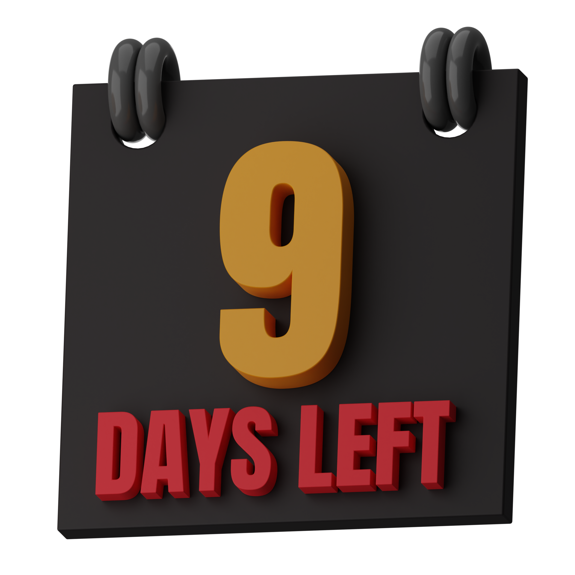 9 Days Left 3D Illustration 16775308 PNG 9 Days Left 3D Illustration 16775308 PNG
