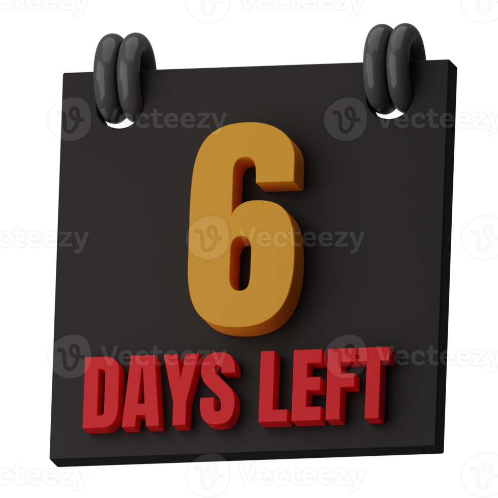 6 Days Left 3D Illustration png