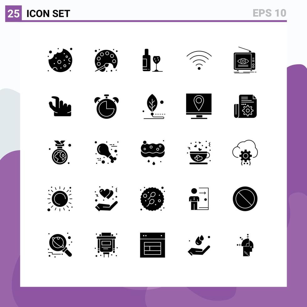 25 Solid Glyph concept for Websites Mobile and Apps television broadcast bottle ad signal Editable Vector Design Elements