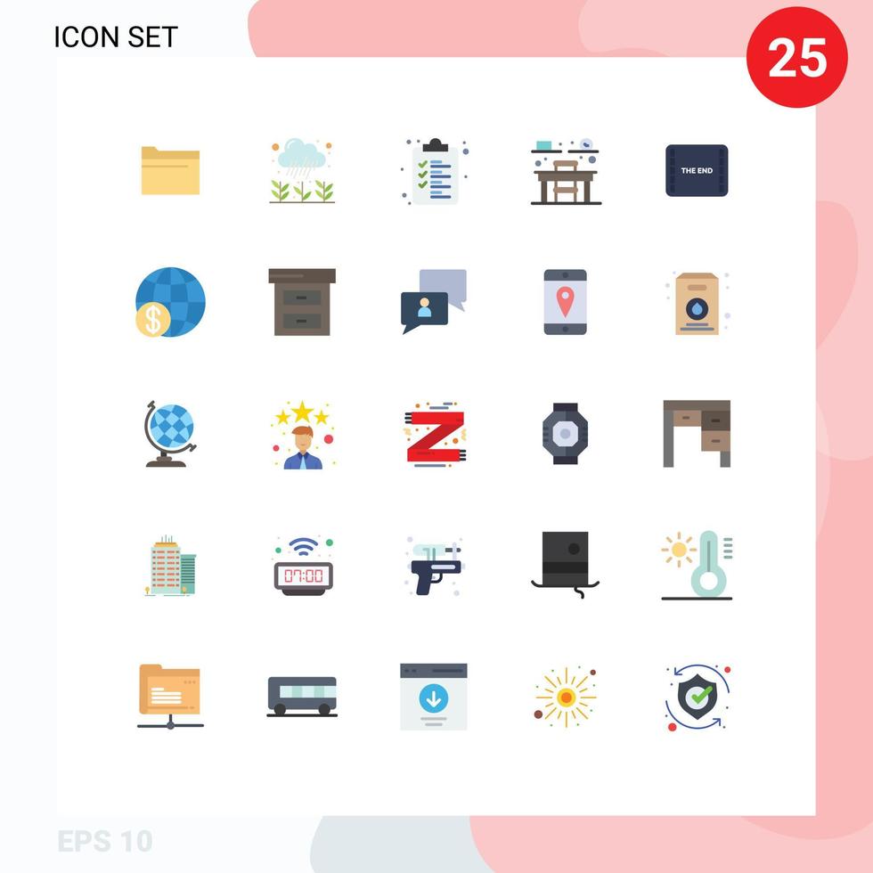 25 Creative Icons Modern Signs and Symbols of scene film web end education Editable Vector Design Elements