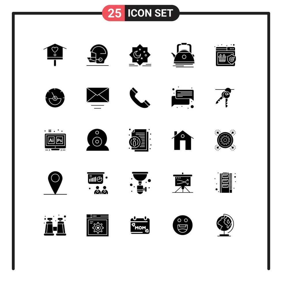 25 iconos creativos signos y símbolos modernos de olla tetera luna hervidor nuevos elementos de diseño vectorial editables vector