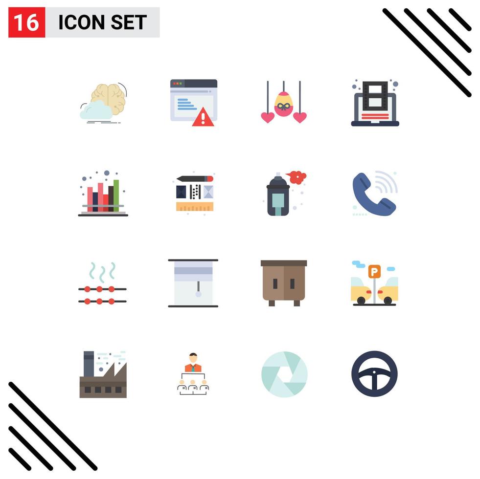 Stock Vector Icon Pack of 16 Line Signs and Symbols for youtube online alert learning holiday Editable Pack of Creative Vector Design Elements