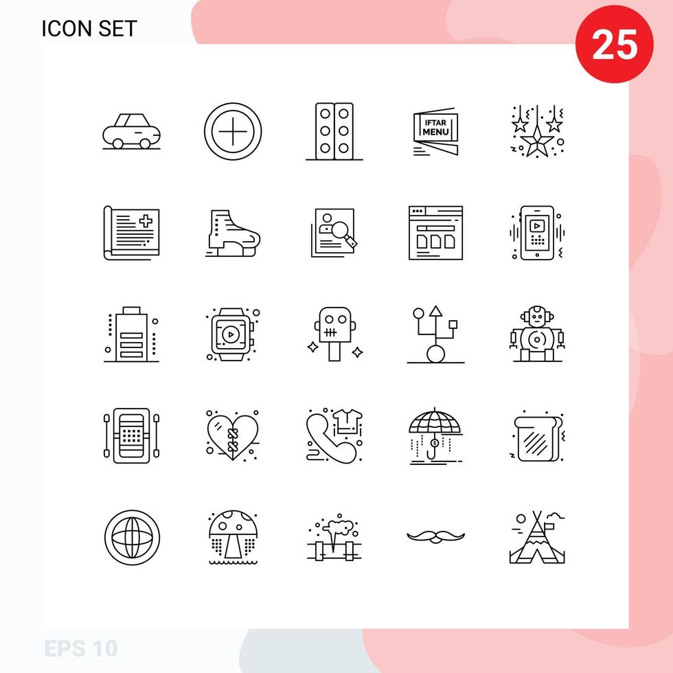 Line Pack of 25 Universal Symbols of healthcare decoration tray christmas roza Editable Vector Design Elements