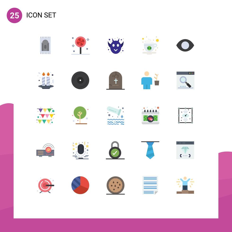 25 Thematic Vector Flat Colors and Editable Symbols of vision face frankenstein eye saint Editable Vector Design Elements