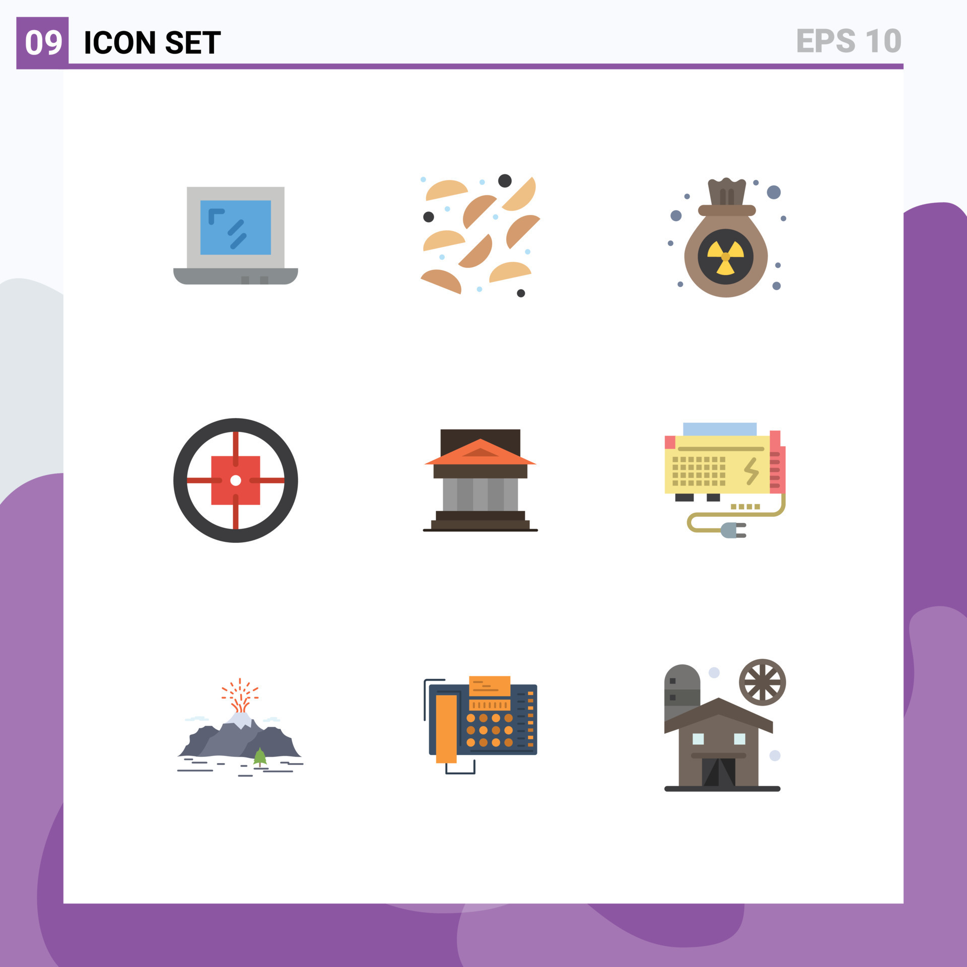 set-of-9-modern-ui-icons-symbols-signs-for-building-bank-trash-target