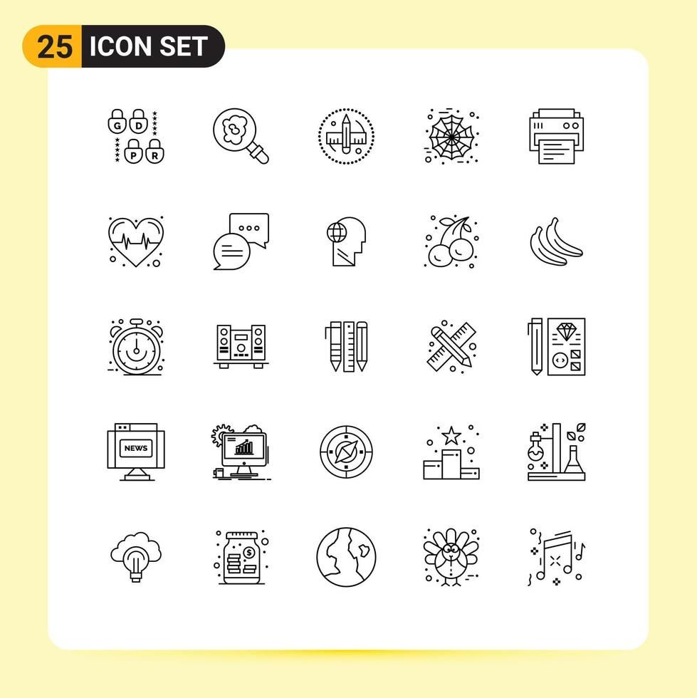 Modern Set of 25 Lines Pictograph of health printing ruler print web Editable Vector Design Elements