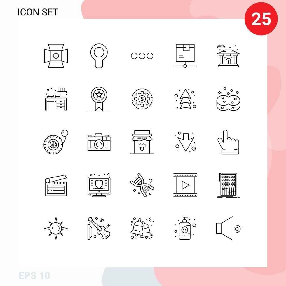 paquete de iconos de vector de stock de 25 signos y símbolos de línea para construir elementos de diseño de vector editables de entrega de red de chat de producto