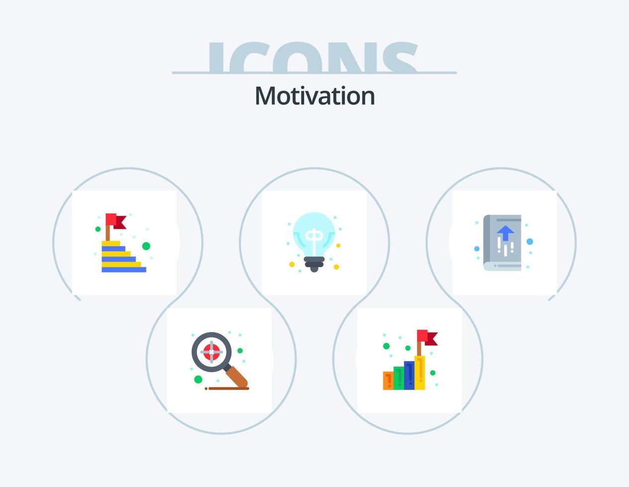 Motivation Flat Icon Pack 5 Icon Design. book. great idea. top. good idea. big idea vector