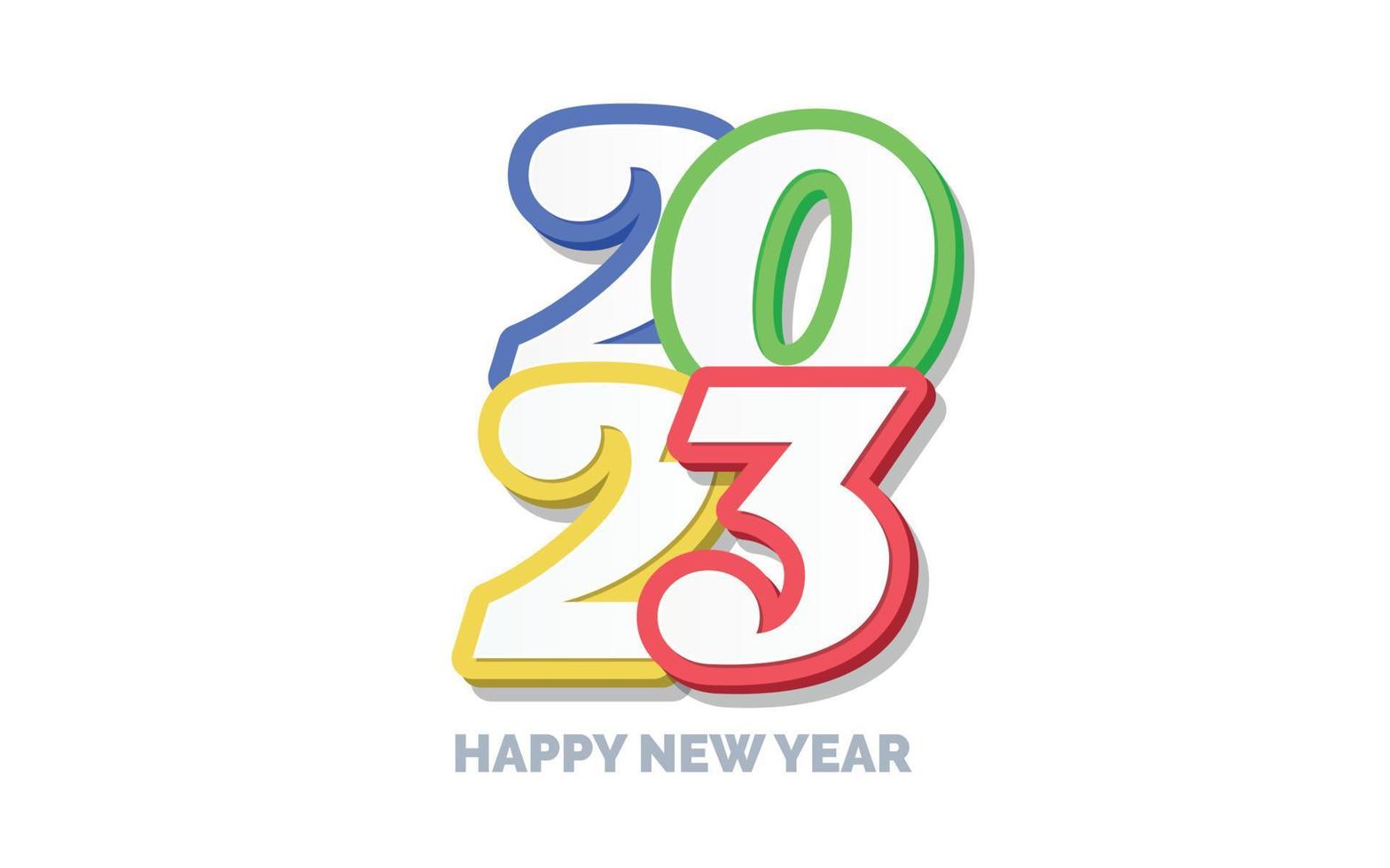 3D Happy new year 2023 logo design vector
