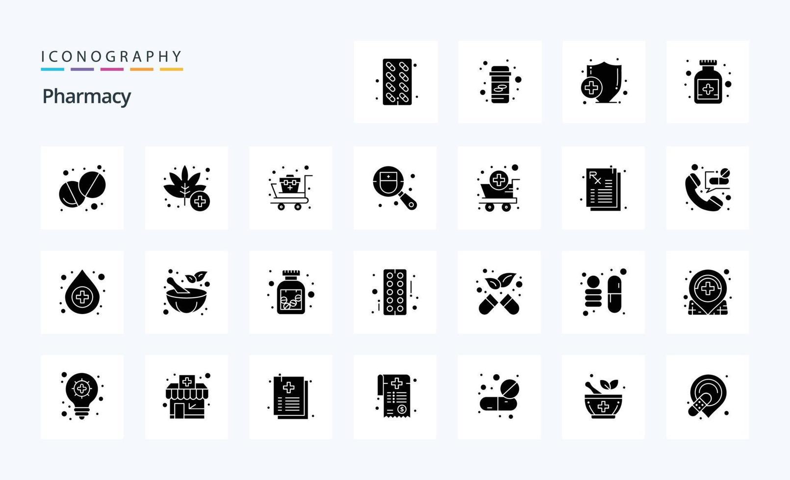 25 Pharmacy Solid Glyph icon pack vector