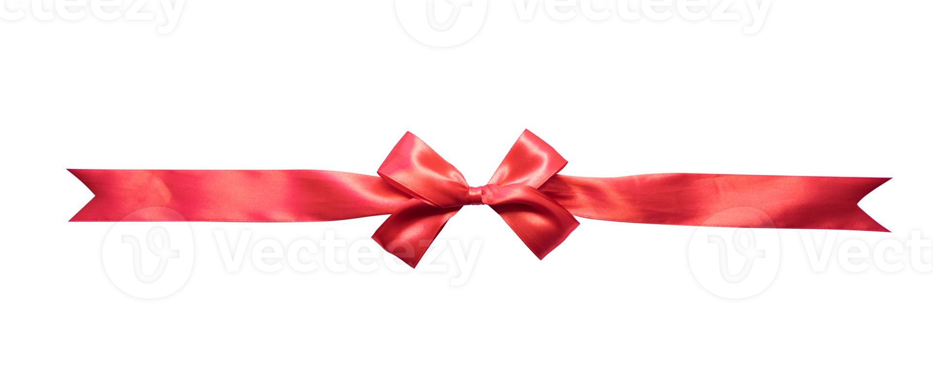 Red bow with long ribbon isolated for ornament png