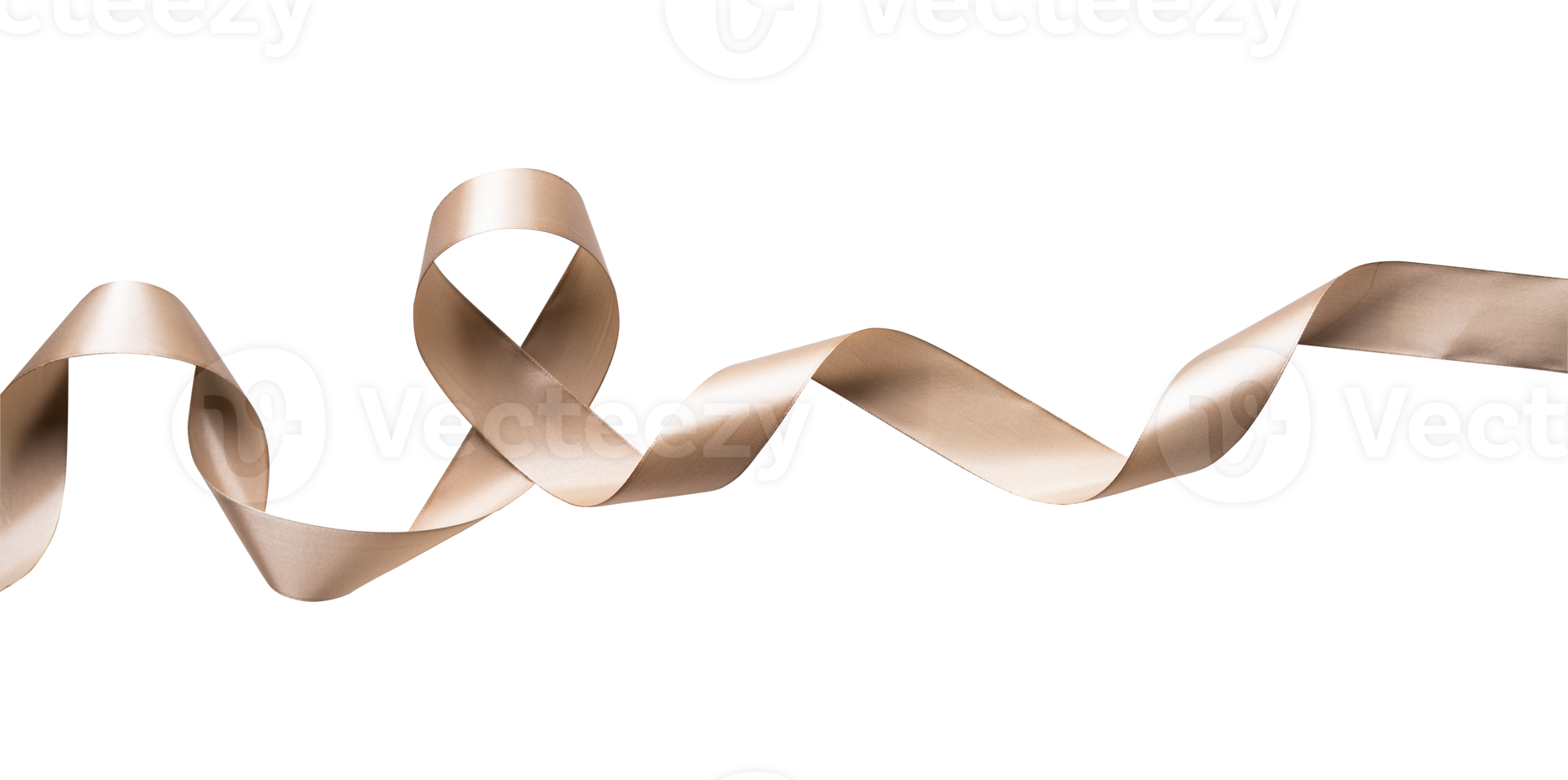 Curl golden ribbon isolated for ornament png