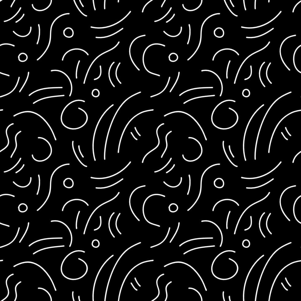 Fun seamless line doodle pattern. Hand drawn abstract squiggle style. Black and white background for children or trendy design. Simple scribble wallpaper print. vector