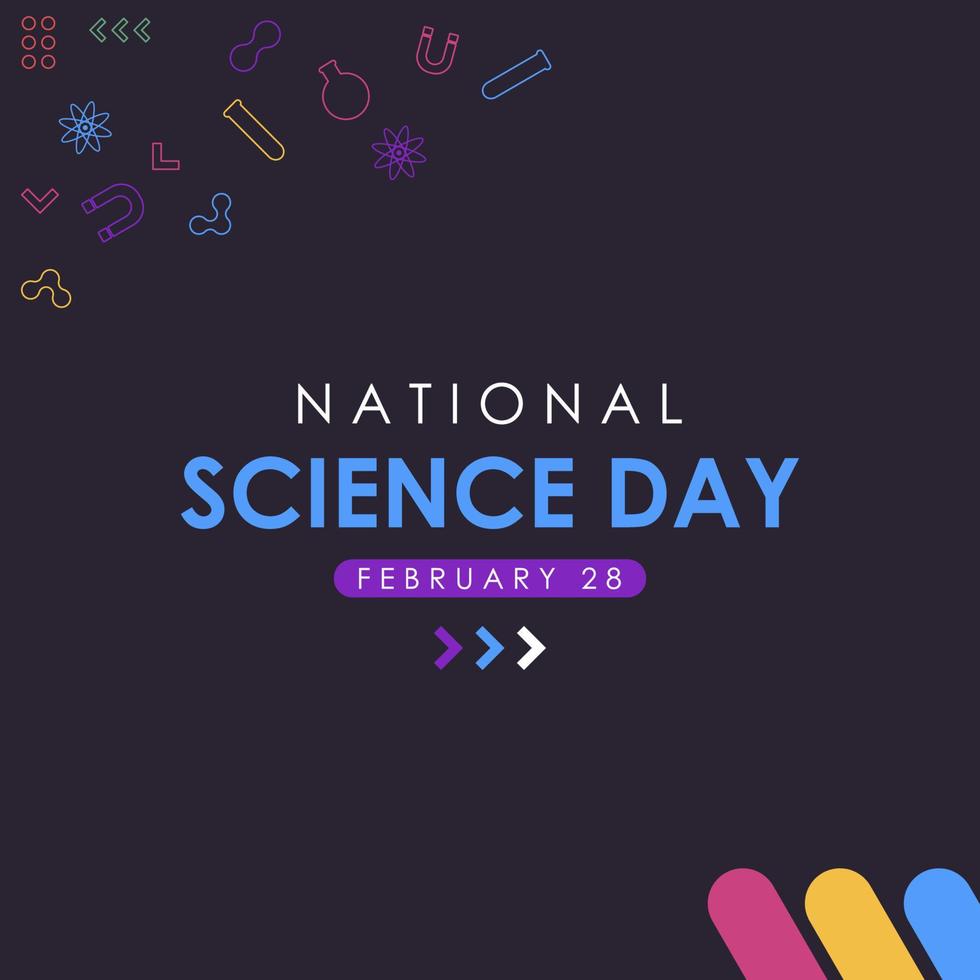 estilo plano de vector de fondo cuadrado del día nacional de la ciencia. adecuado para póster, portada, web, banner de redes sociales.