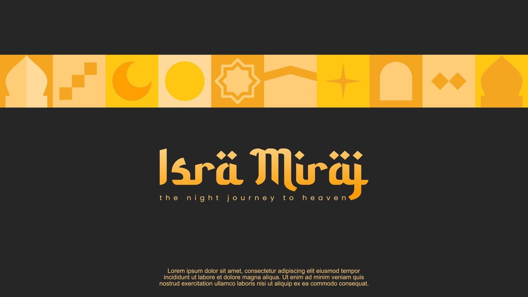 al-isra wal mi'raj, el viaje nocturno profeta mahoma minimalista estilo de ilustración plana vector