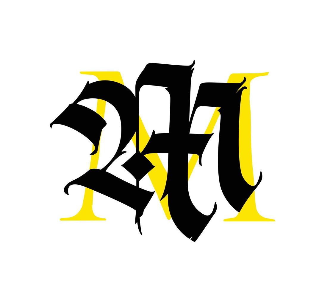 Letter M, in the Gothic style. Monogram. vector
