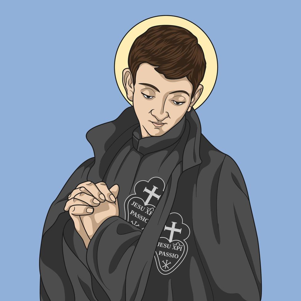 Saint Gabriel of Our Lady of Sorrows Colored Vector Illustration