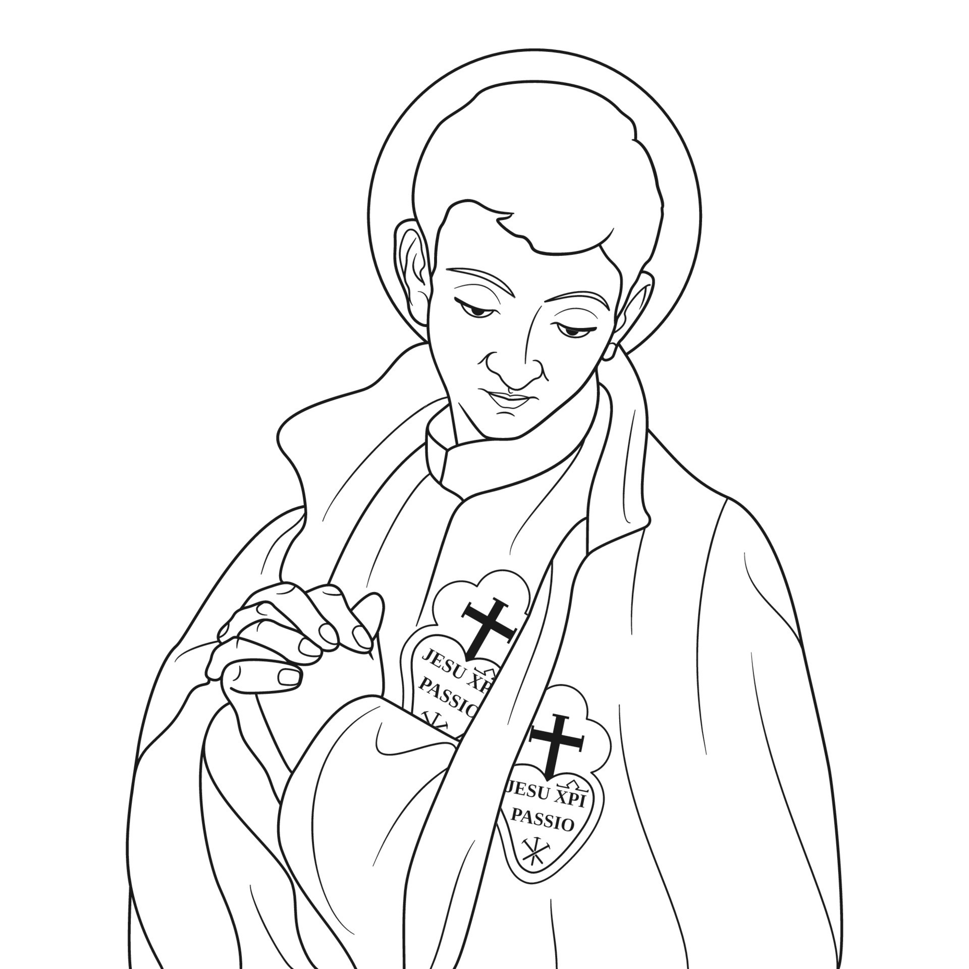 Saint Gabriel of Our Lady of Sorrows Vector Illustration Outline