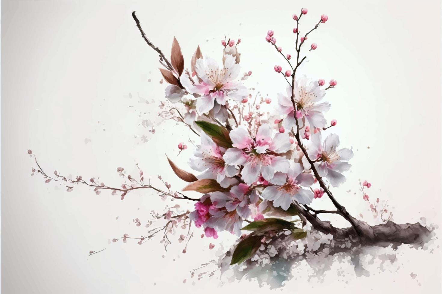 Floral with cherry blossoms in full bloom vector