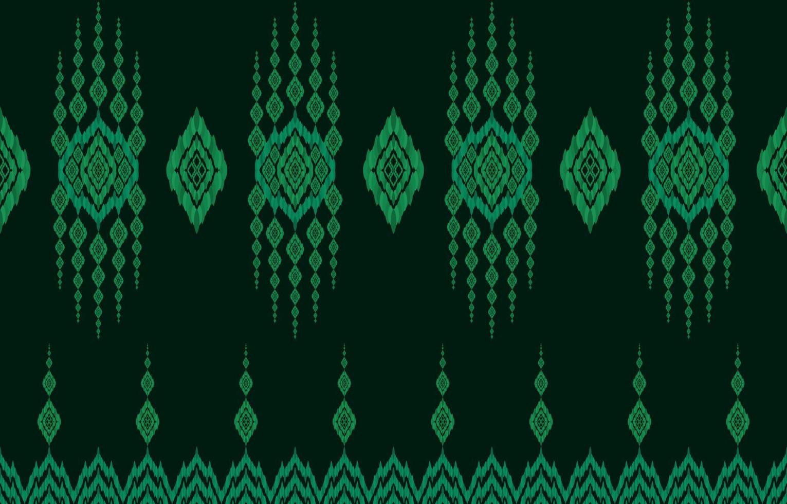 real elegante brillante fondo verde oscuro ikat patrones sin fisuras. patrón de tela ikat étnica de línea lujosa ornamentada geométrica. diseño vectorial de impresión folclórica asiática para ropa textil estilo retro vintage. vector