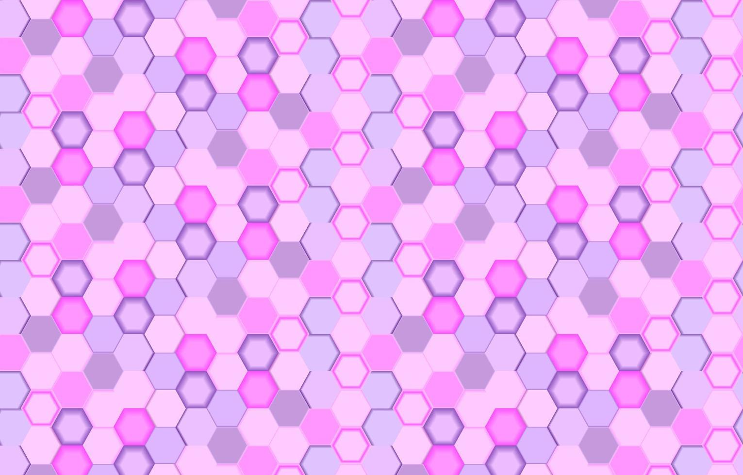 Futuristic honeycomb mosaic purple and pink seamless pattern background. Realistic geometric mesh cells texture. Abstract purple and pink vector wallpaper with hexagon grid. Modern style.