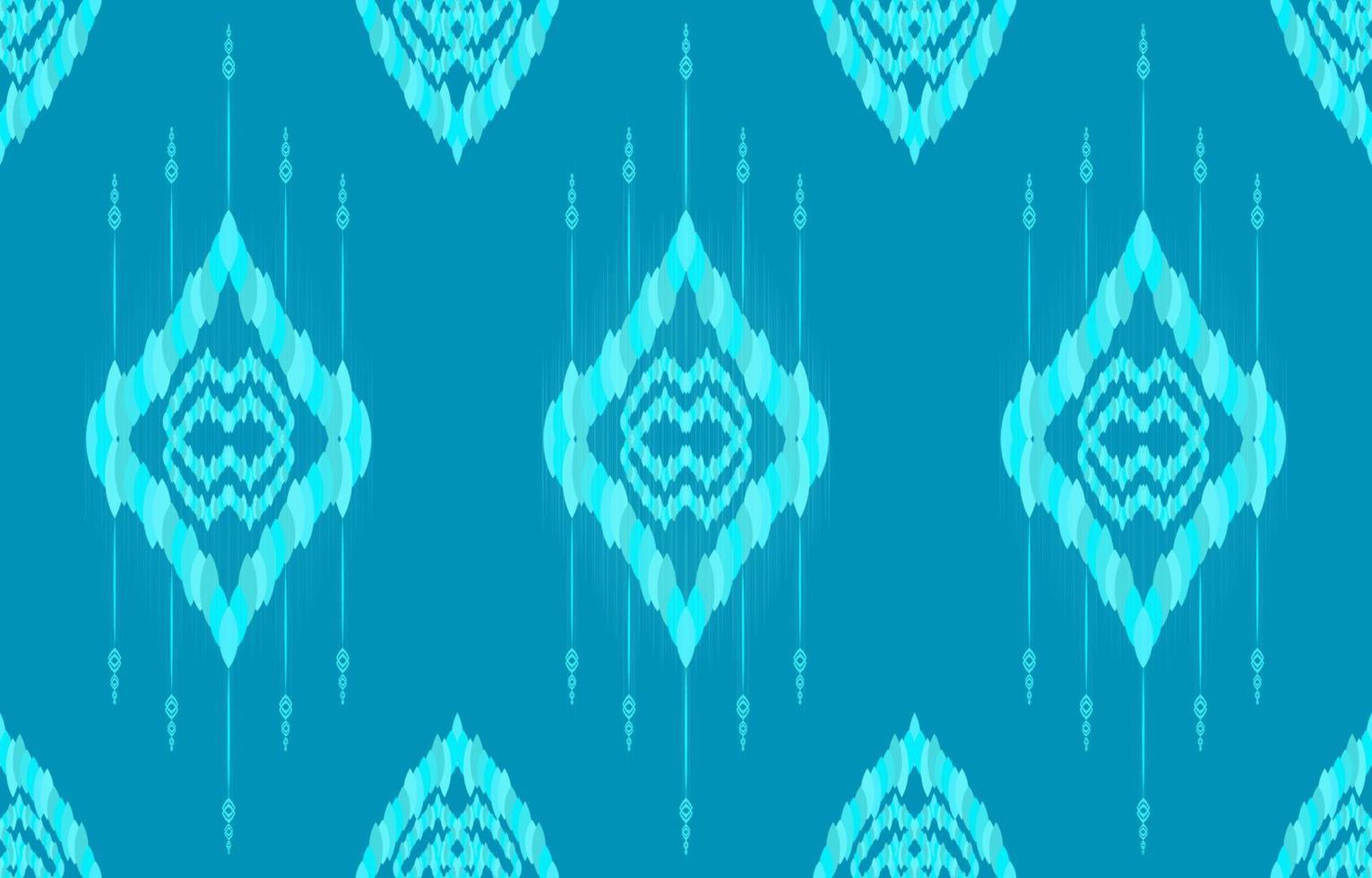 Royal elegant glowing neon blue background ikat seamless patterns. Geometric ornate luxurious line ethnic ikat fabric pattern. Asian folk print vector design for clothing textile vintage retro style.