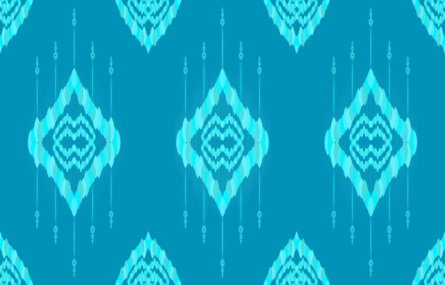 Royal elegant glowing neon blue background ikat seamless patterns. Geometric ornate luxurious line ethnic ikat fabric pattern. Asian folk print vector design for clothing textile vintage retro style.