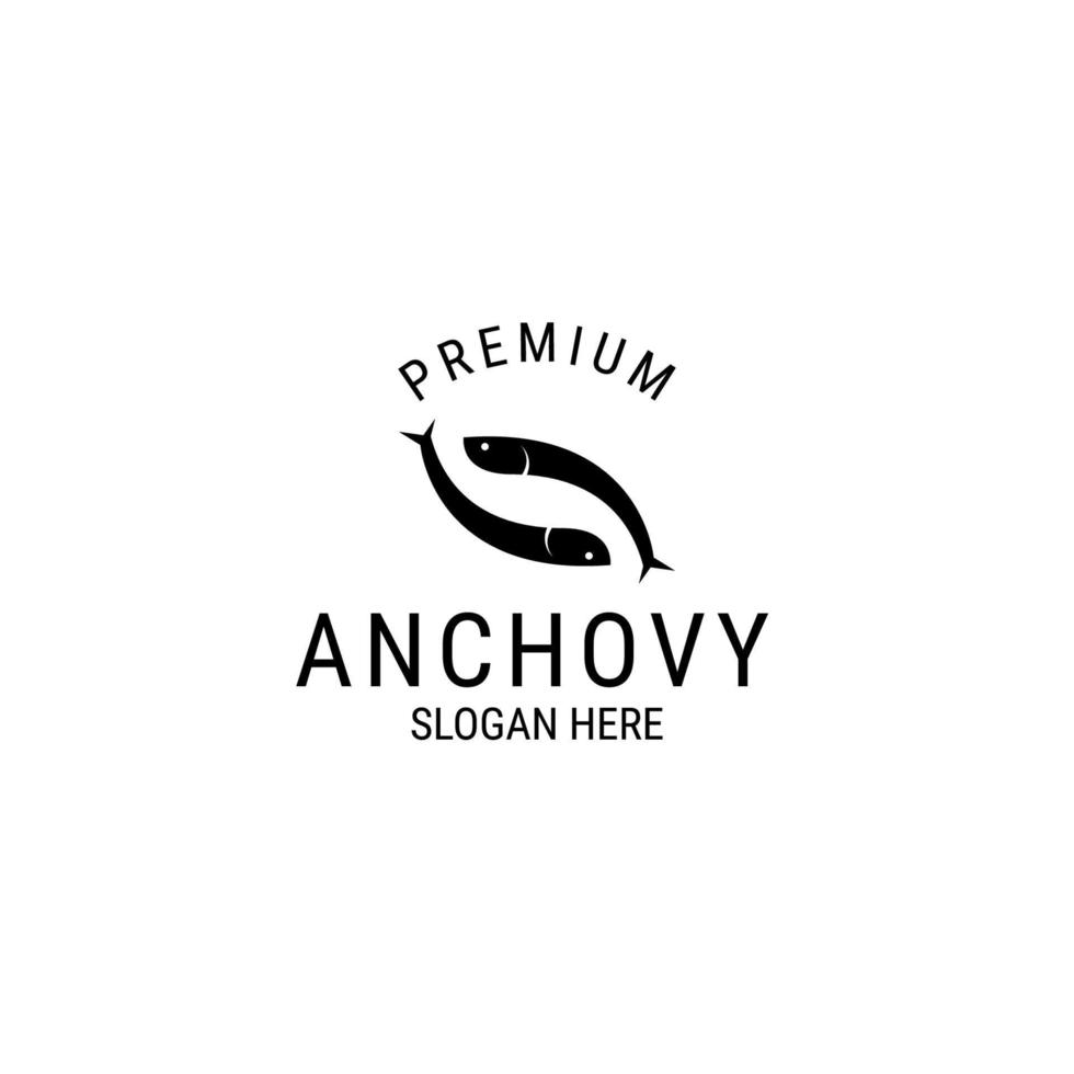 ilustración de plantilla de concepto de diseño de logotipo de anchoa plana vectorial vector