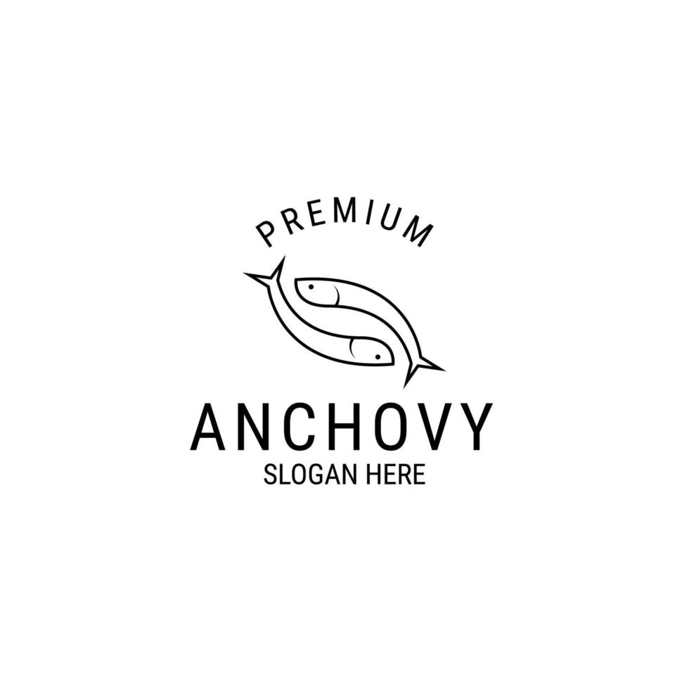 ilustración de plantilla de concepto de diseño de logotipo de anchoa plana vectorial vector