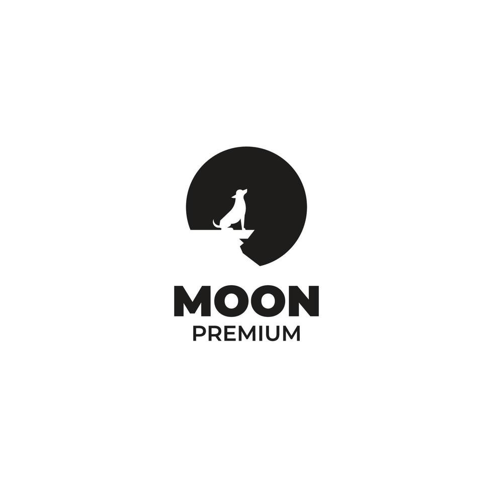 Flat moon dog logo design vector illustration