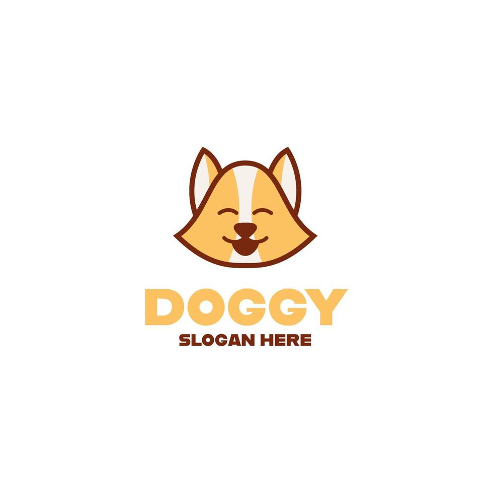 Flat cute kawaii puppy dog mascot cartoon logo design vector illustration