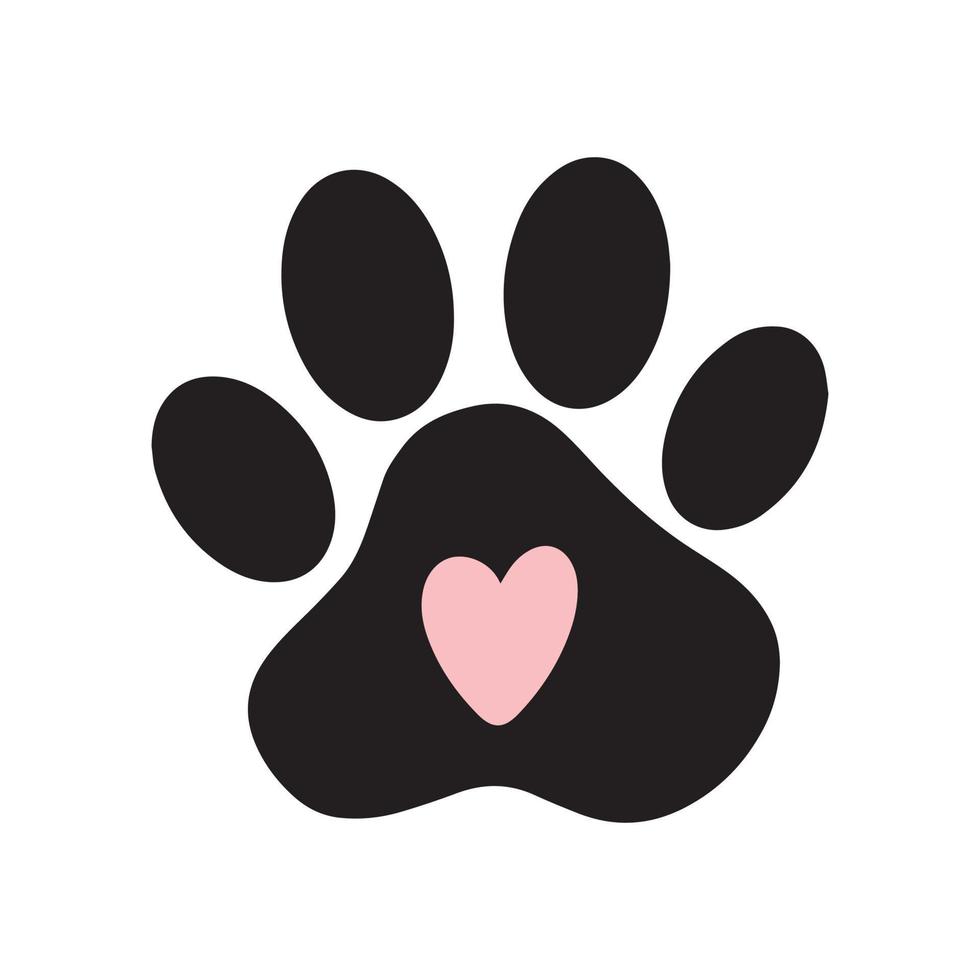 Silhouette of a cat's paw. Paw prints. A dog or cat puppy icon. A