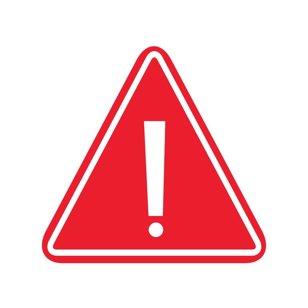 A triangular warning symbol with an exclamation mark. Vector illustration.