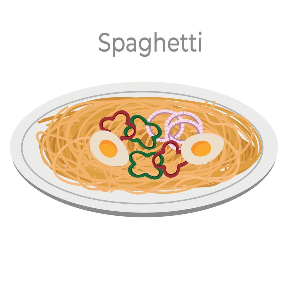 Italian pasta noodles set menu. Italian noodles food recipes collection. Vegan pasta spaghetti noodles menu close up illustration. vector