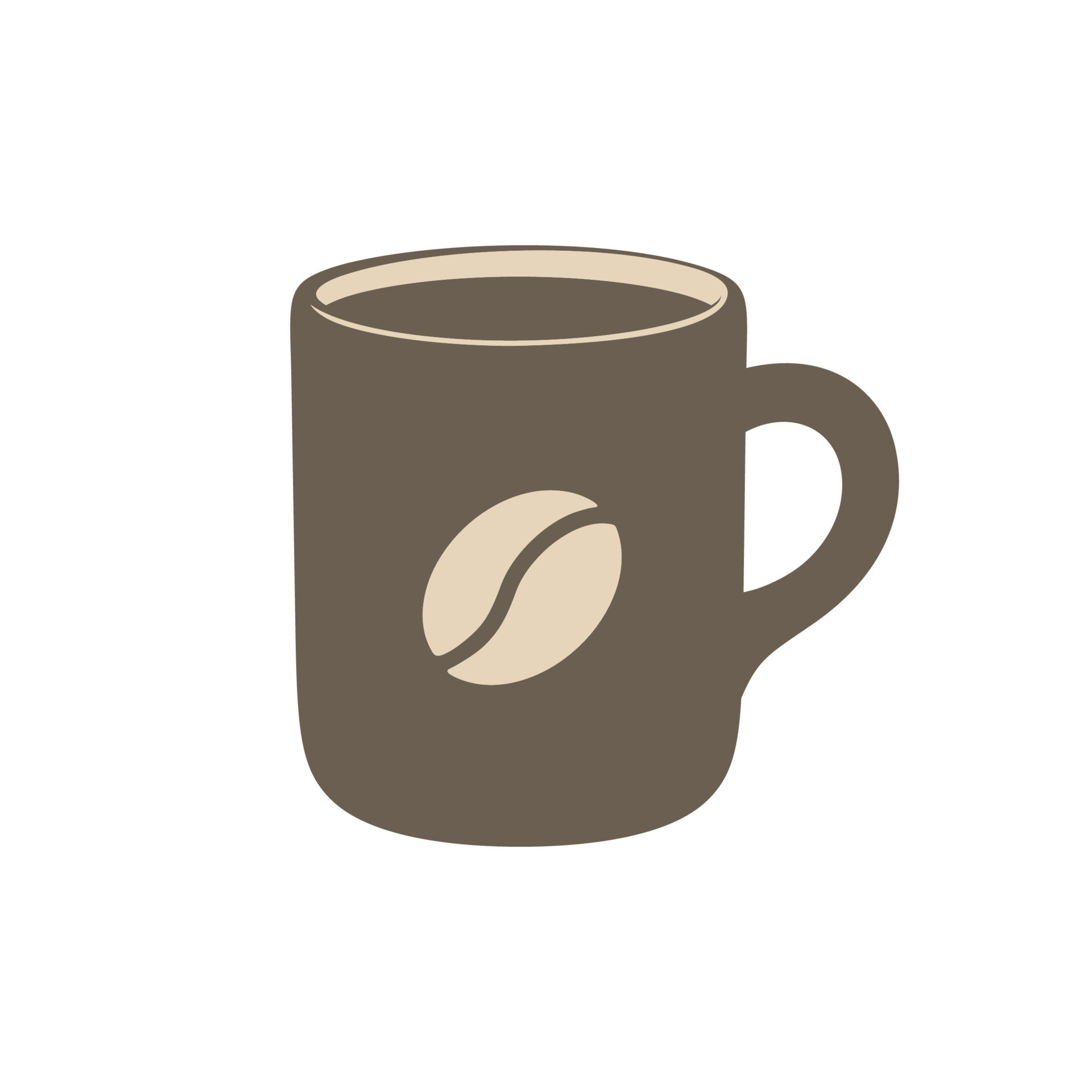 Brown full coffee mug vector illustration. Simple flat minimal clip art